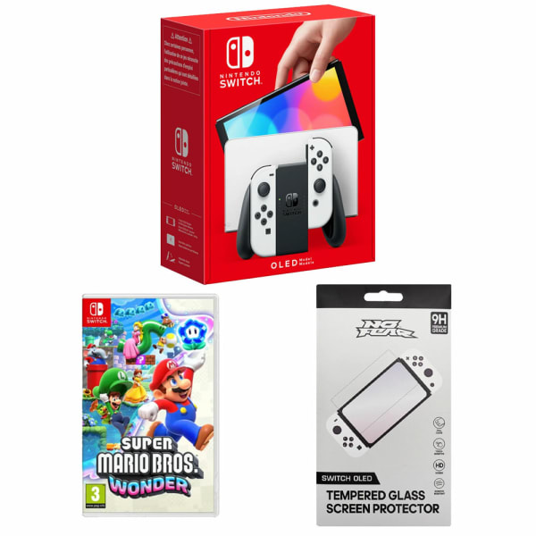 Nintendo Switch OLED in White with Paper Mario and Accessories