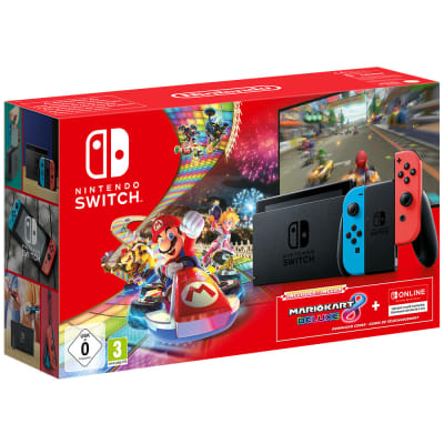 Nintendo Switch Neon + Mario Kart + NSO Bundle for Switch