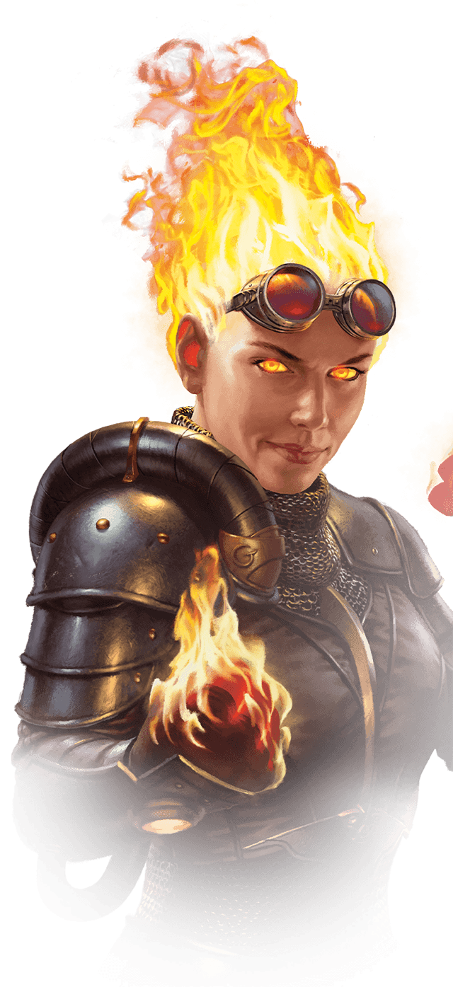 image of Chandra from Magic the Gathering - her fist aflame